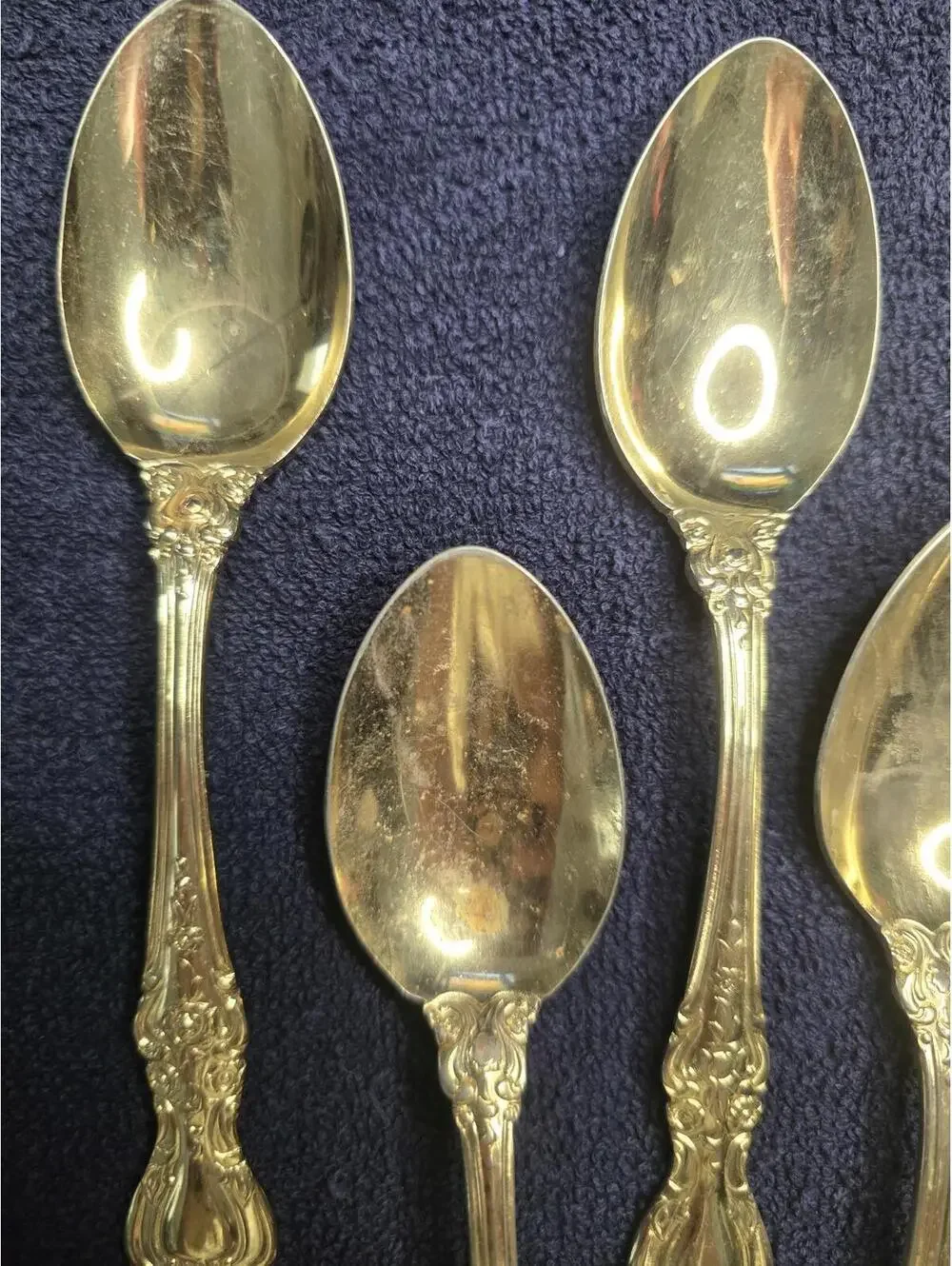 Vintage Set of 10 Royal Sealy RLF1 Gold-Plated Stainless Steel Teaspoons